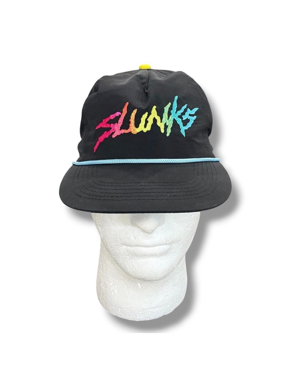 Slunks Swimwear Nylon Snapback Rope Hat Black/Rainbow Rare Colors